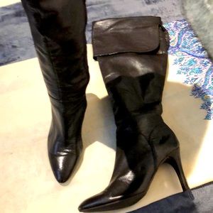 Sz6.5 brown real leather heeled boots